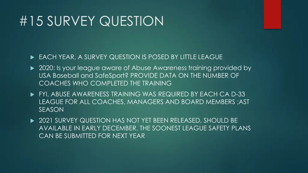 15 survey question