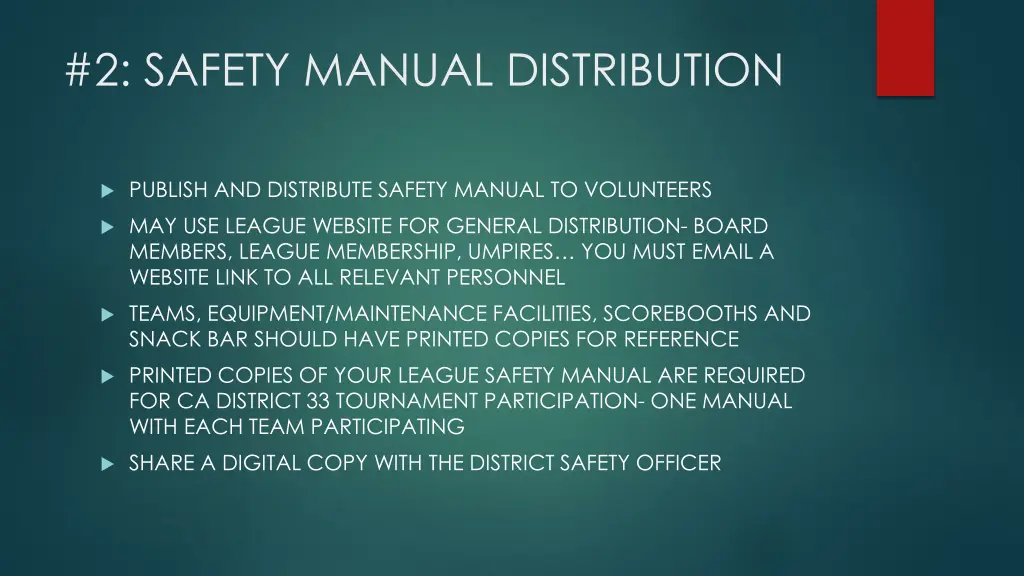 2 safety manual distribution