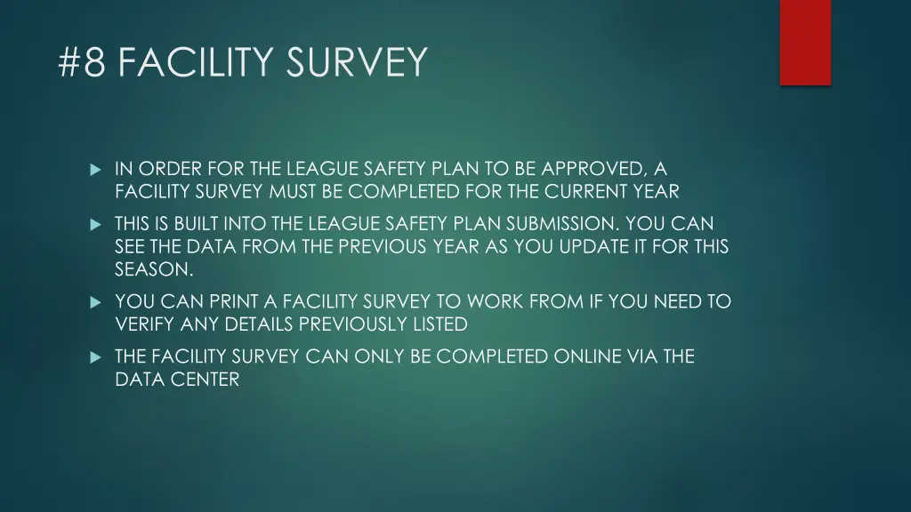 8 facility survey