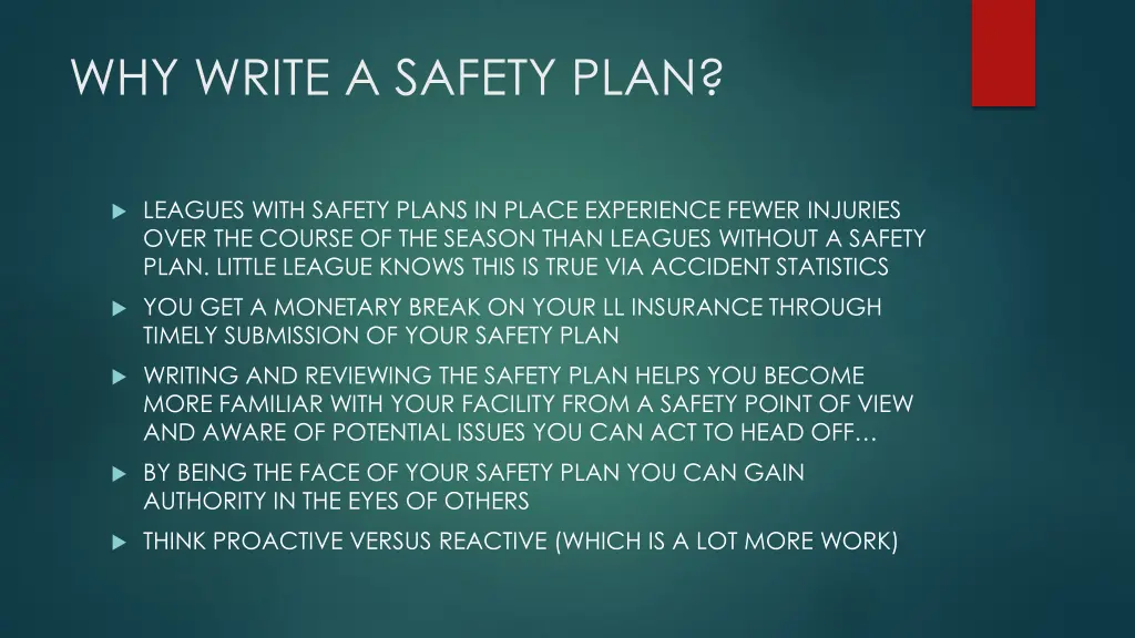 why write a safety plan