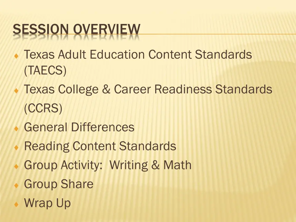 session overview