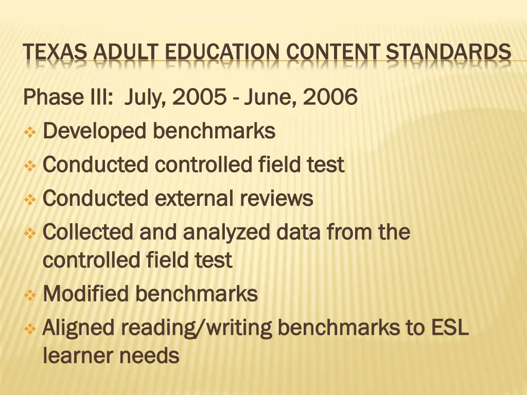 texas adult education content standards 1