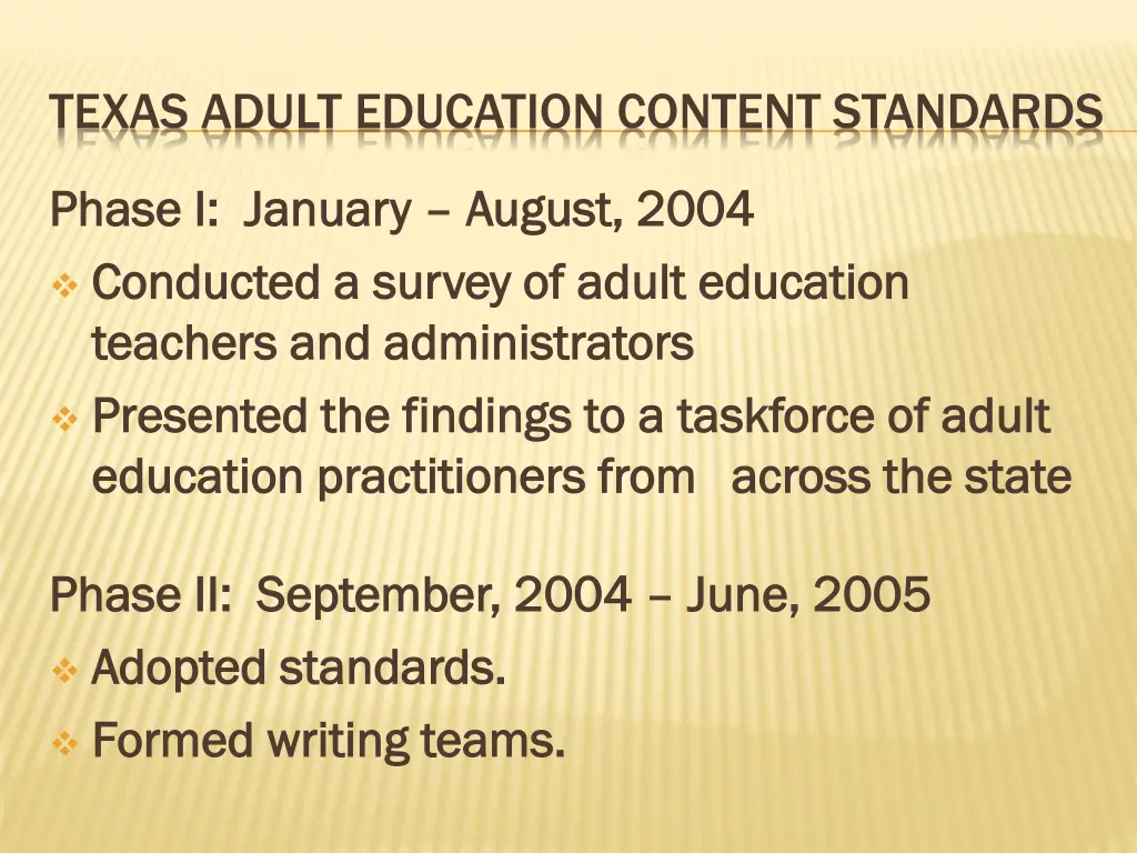 texas adult education content standards