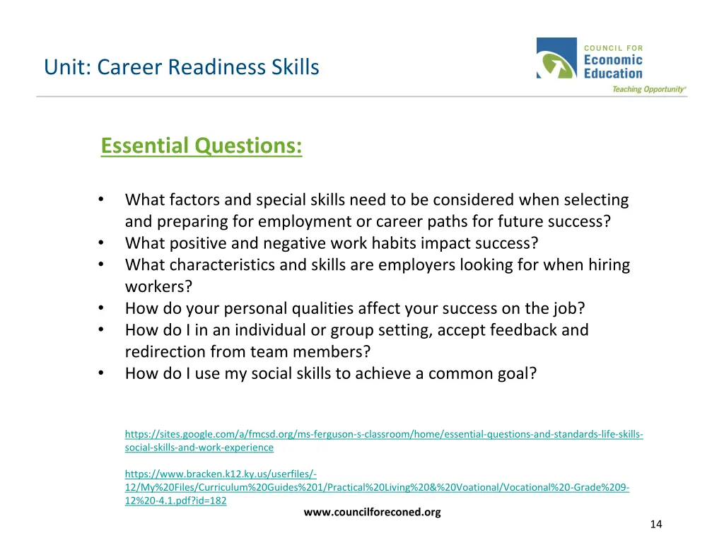 unit career readiness skills 2