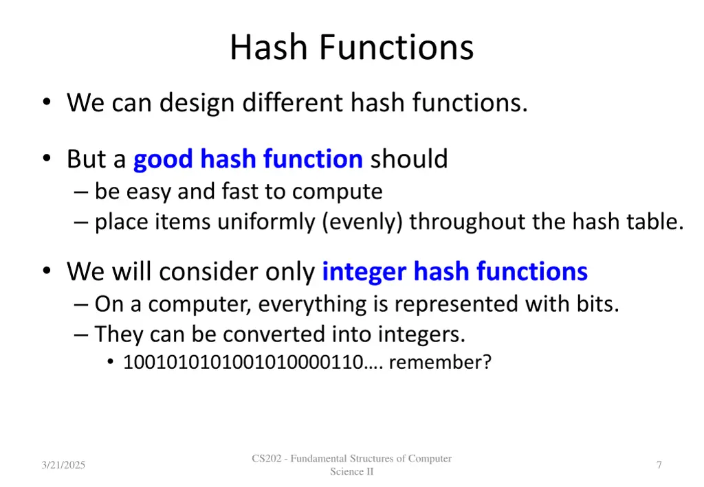 hash functions