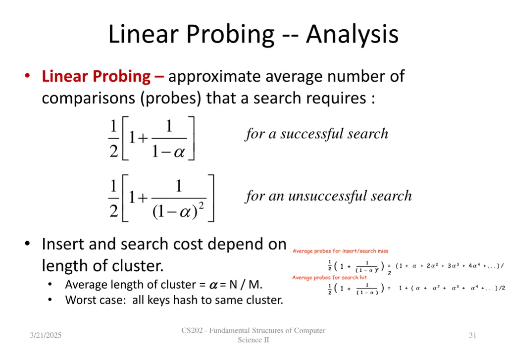 linear probing analysis