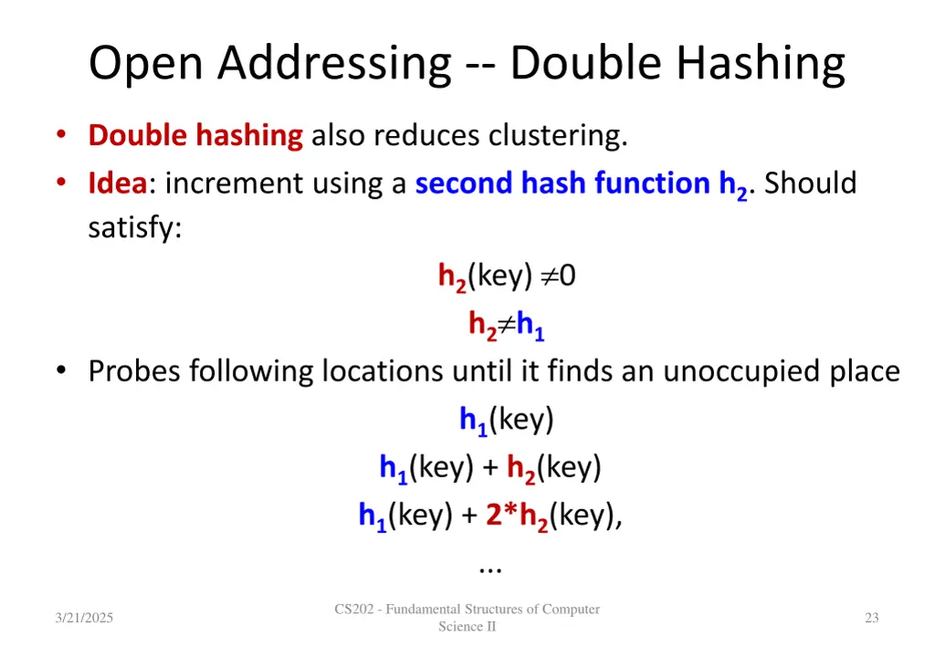 open addressing double hashing