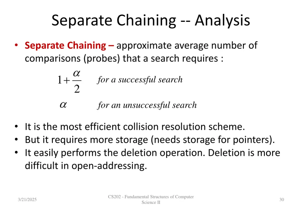 separate chaining analysis