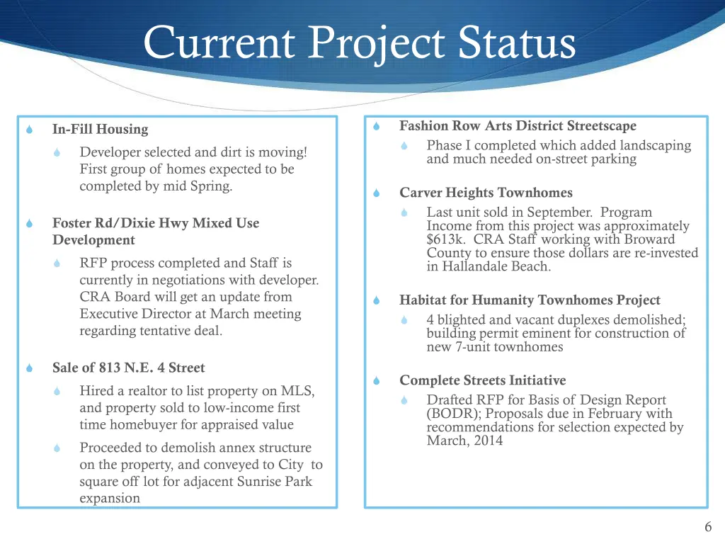 current project status