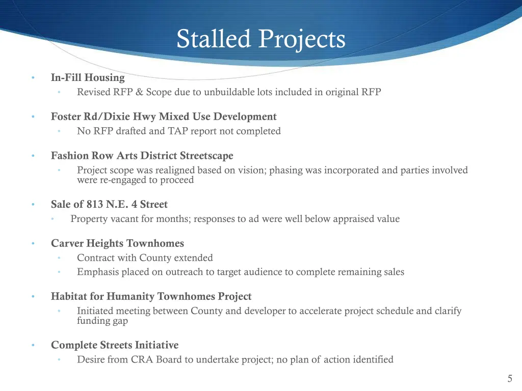 stalled projects