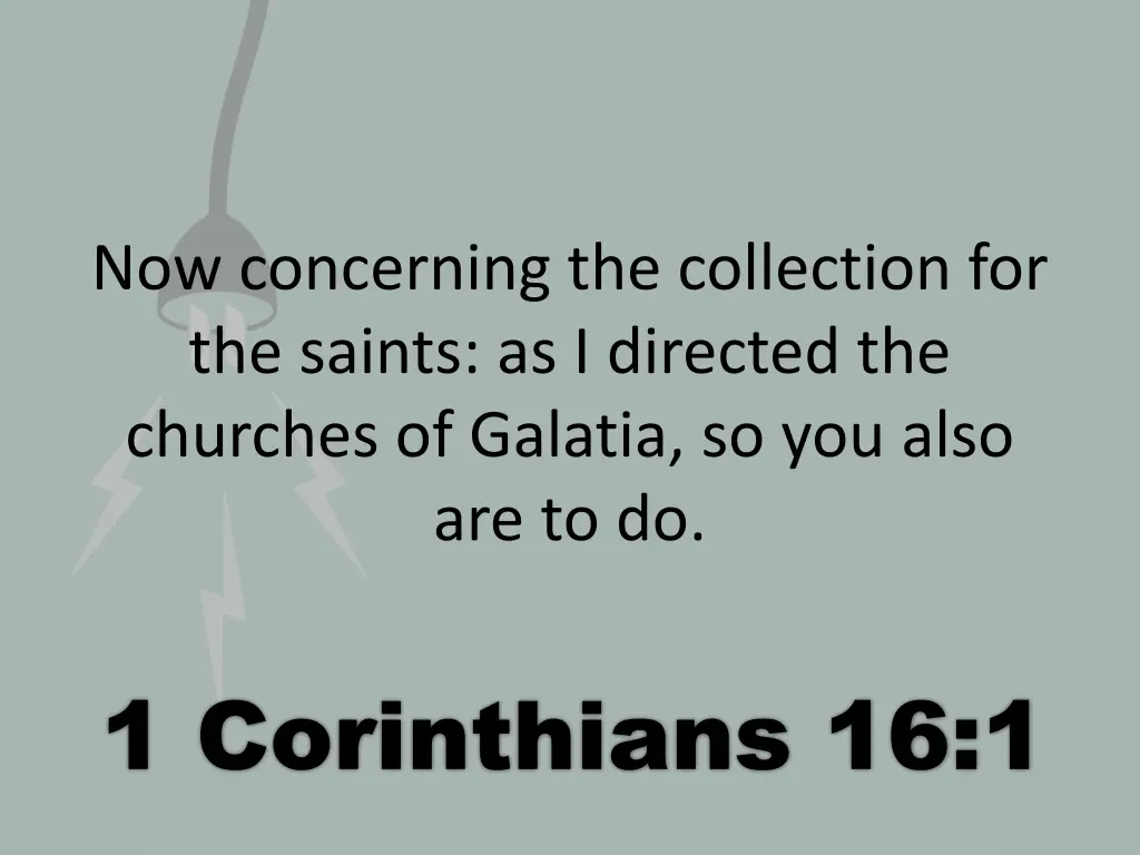 now concerning the collection for the saints