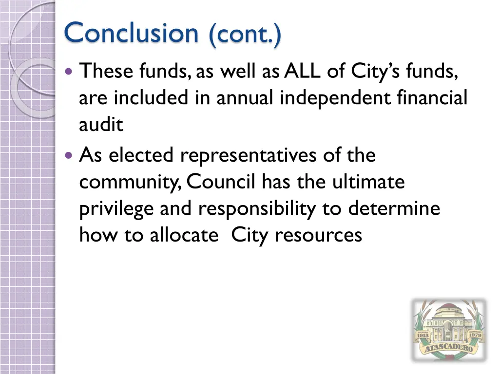conclusion cont these funds as well