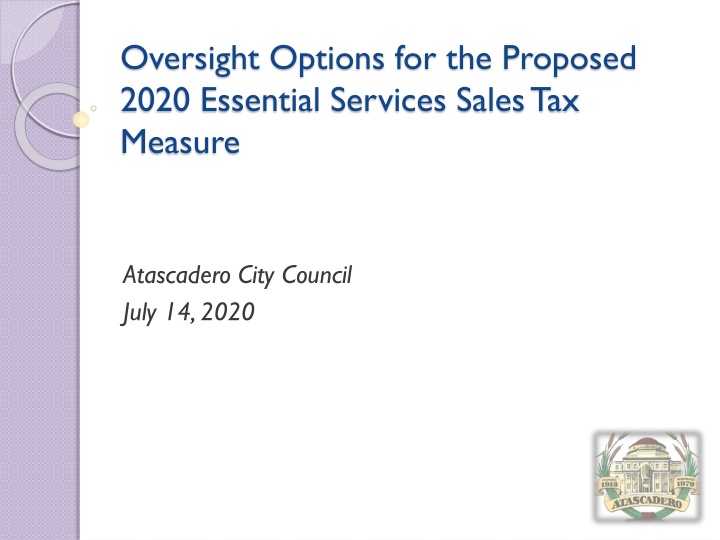 oversight options for the proposed 2020 essential