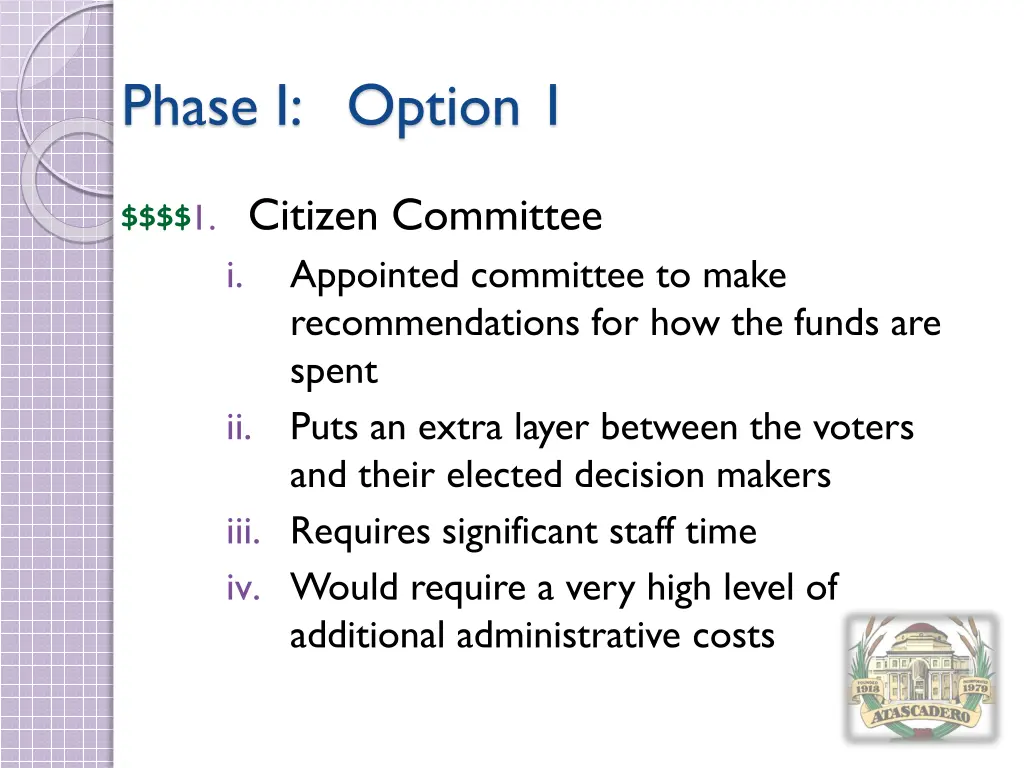 phase i option 1