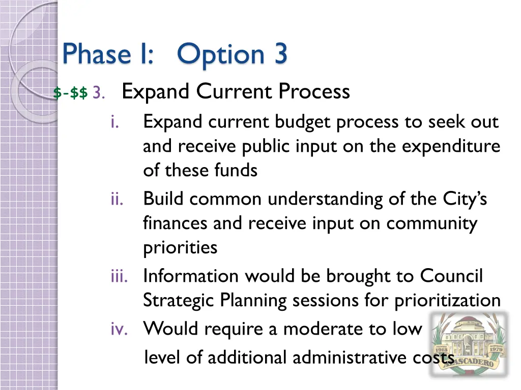 phase i option 3