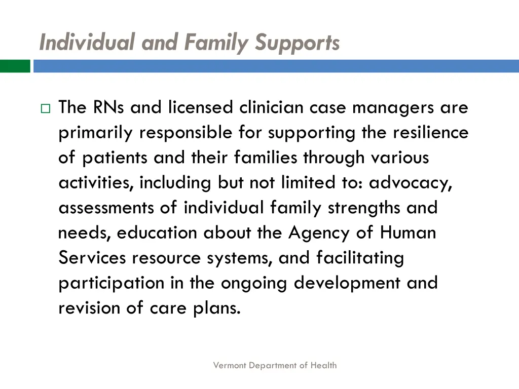 individual and family supports
