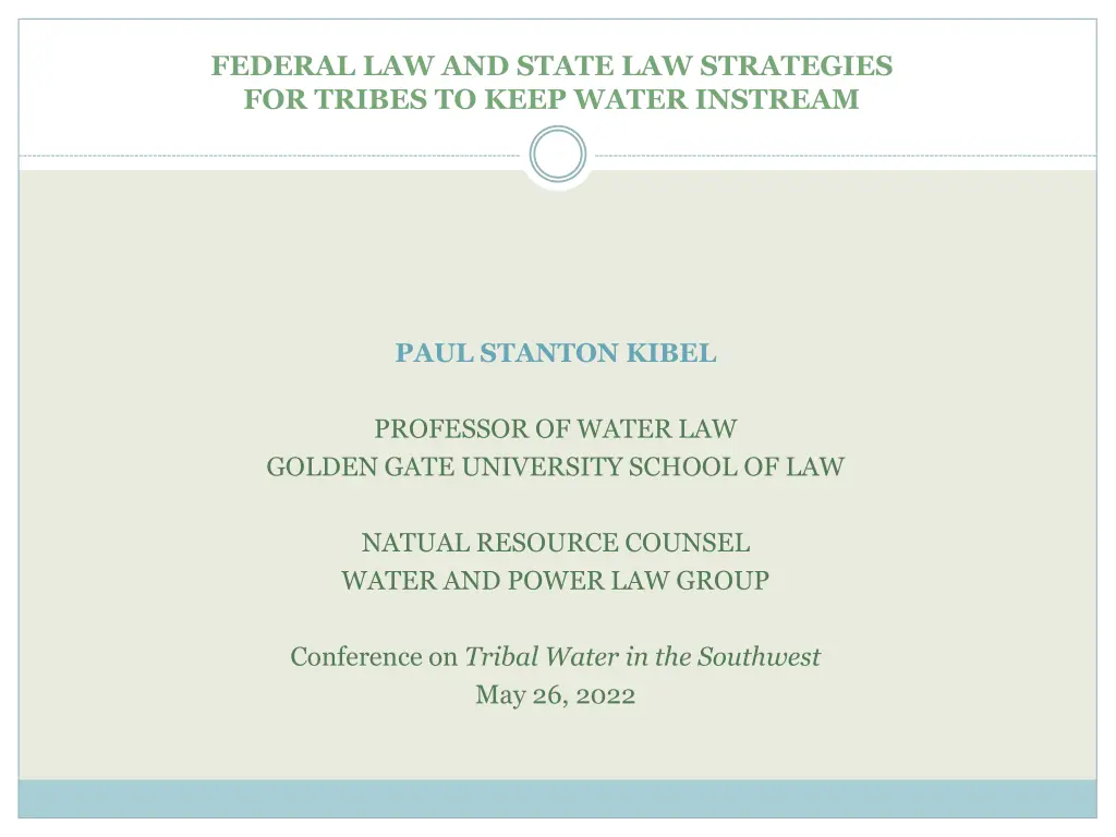 federal law and state law strategies for tribes 1