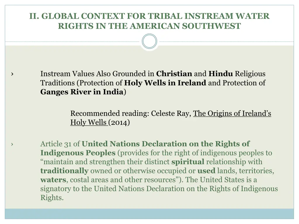 ii global context for tribal instream water