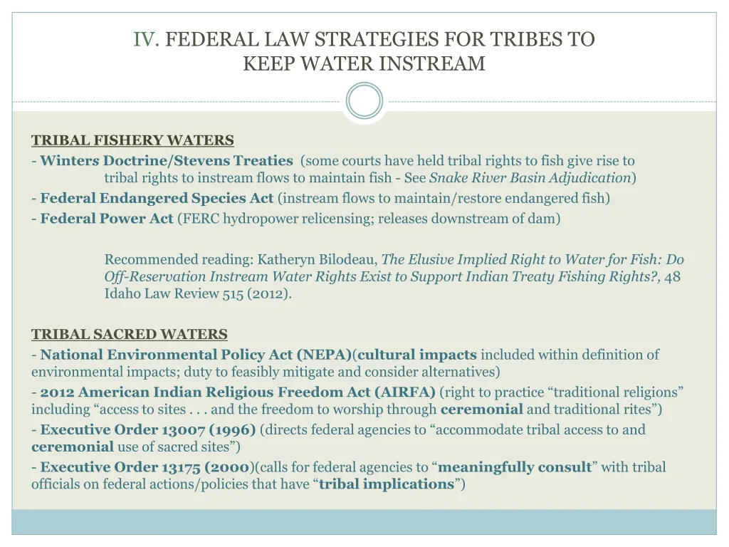 iv federal law strategies for tribes to keep