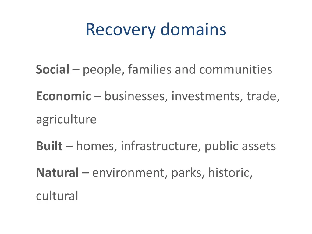 recovery domains