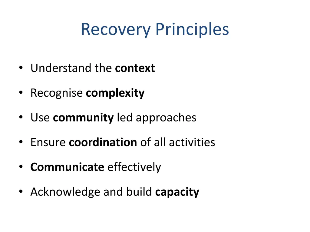 recovery principles