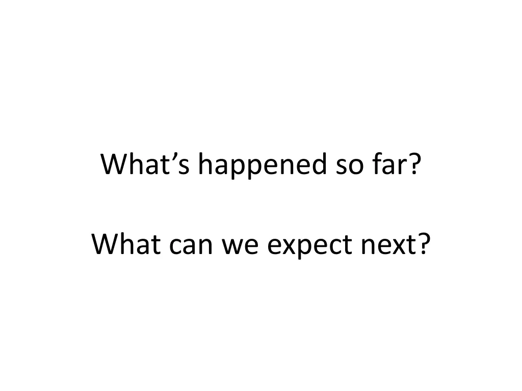 what s happened so far