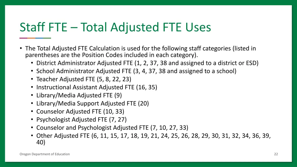 staff fte total adjusted fte uses