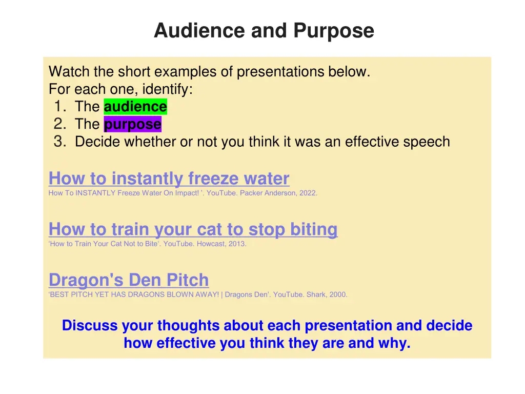 audience and purpose