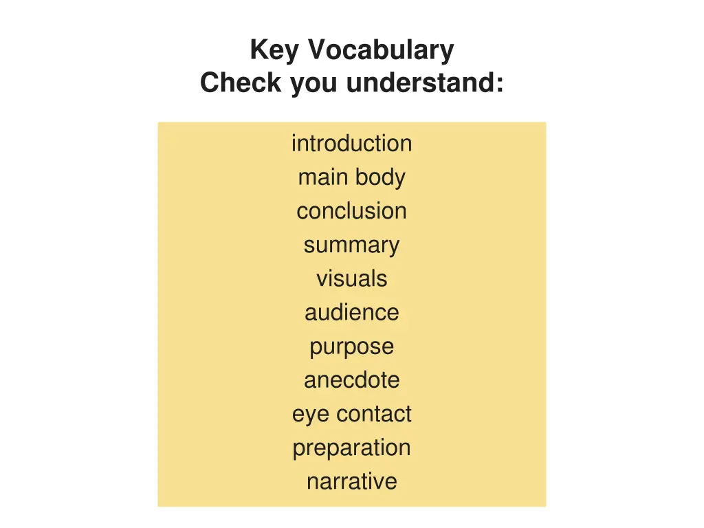 key vocabulary check you understand