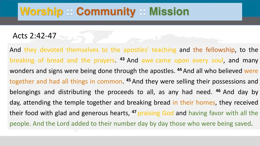 worship community mission