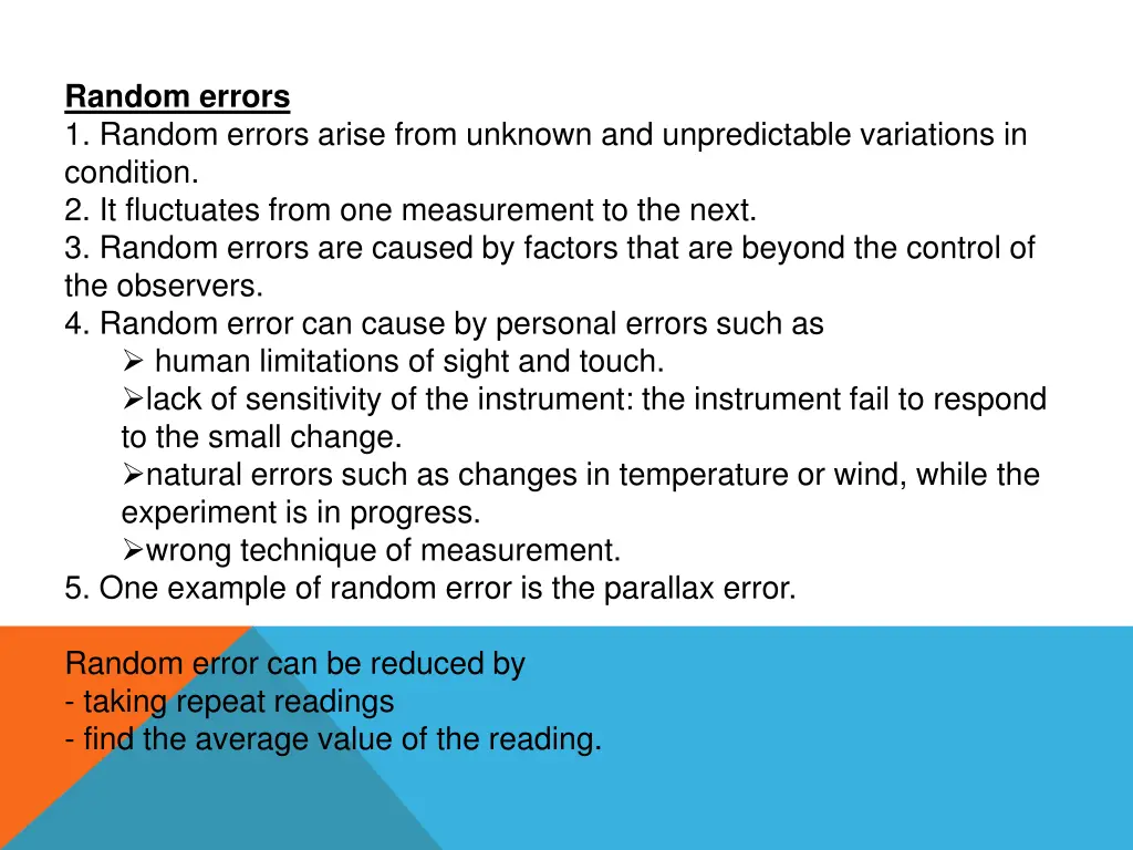 random errors 1 random errors arise from unknown