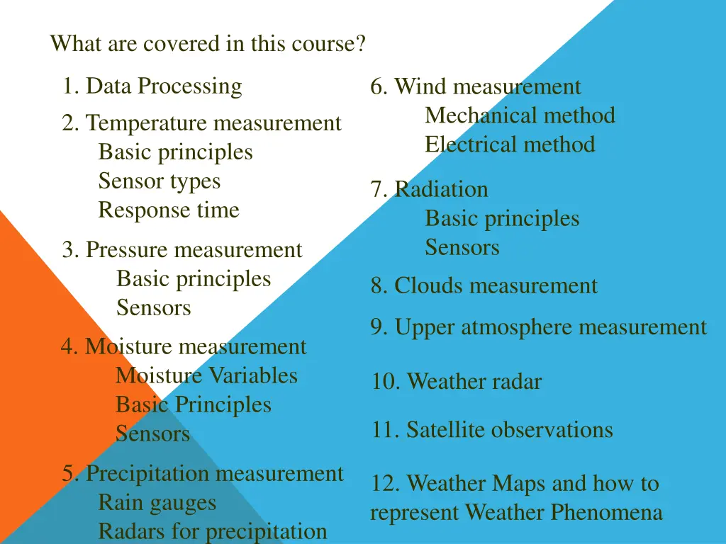 what are covered in this course