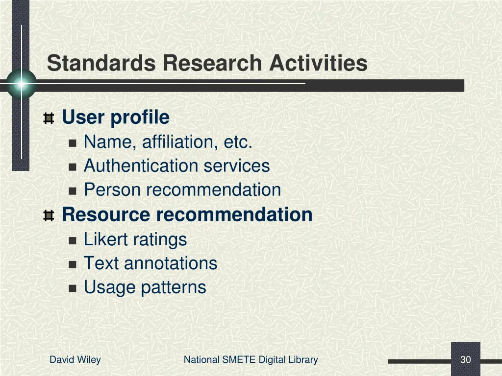 standards research activities