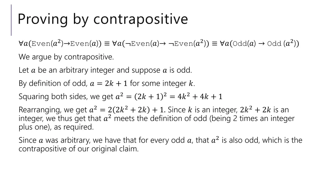 proving by contrapositive