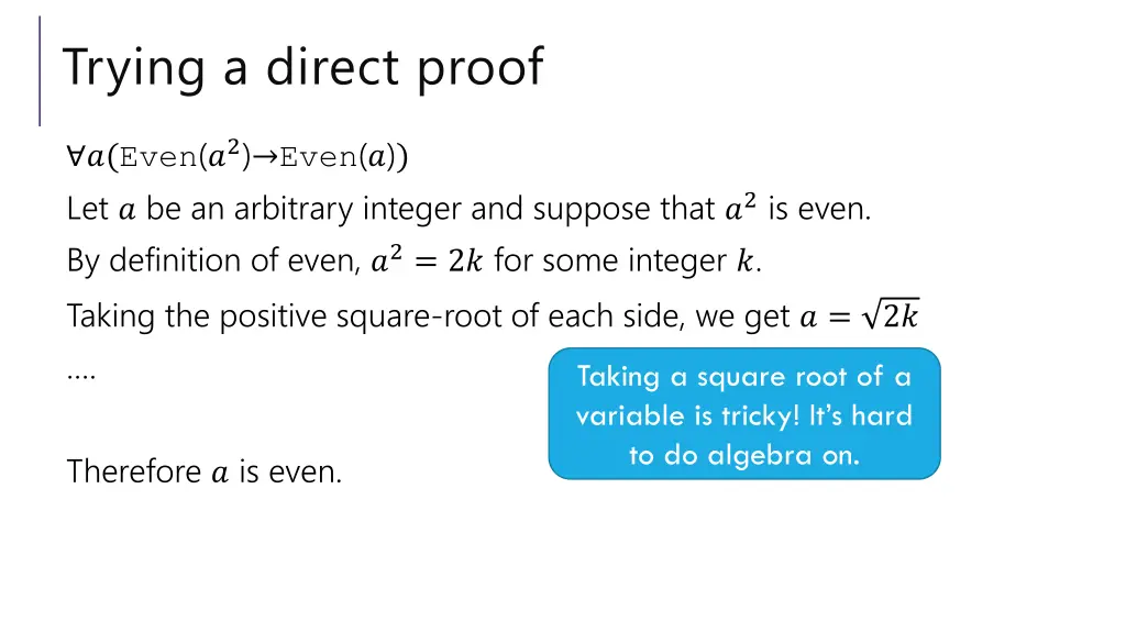 trying a direct proof
