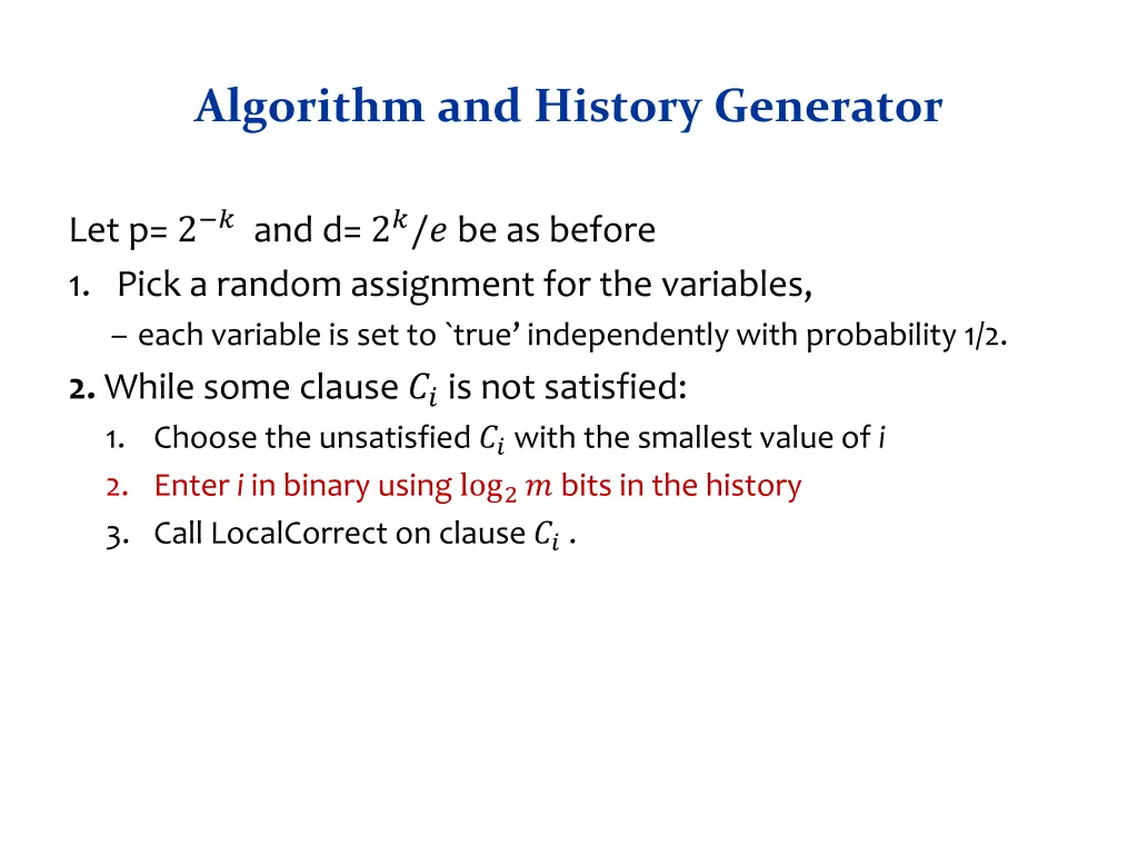 algorithm and history generator