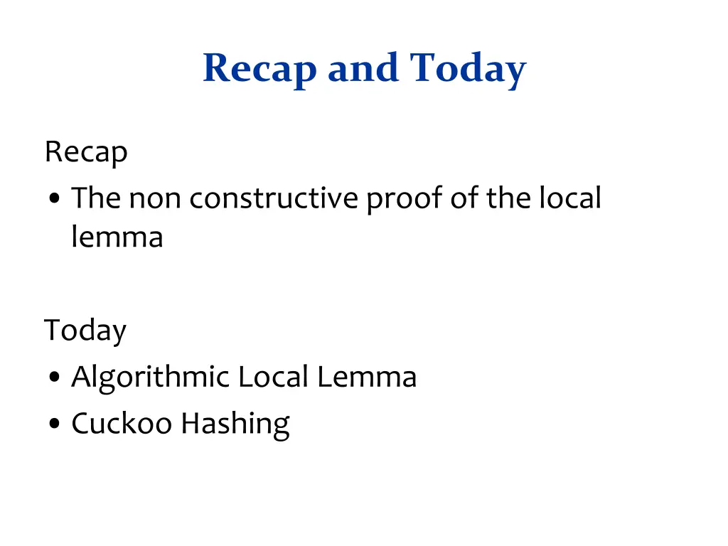 recap and today