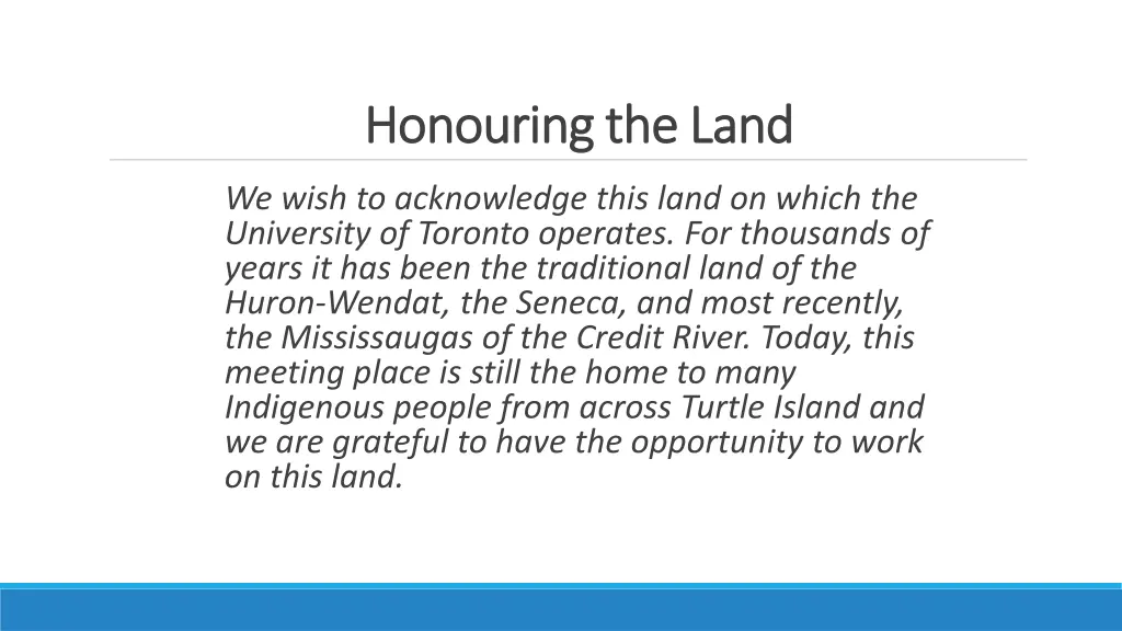 honouring the land honouring the land