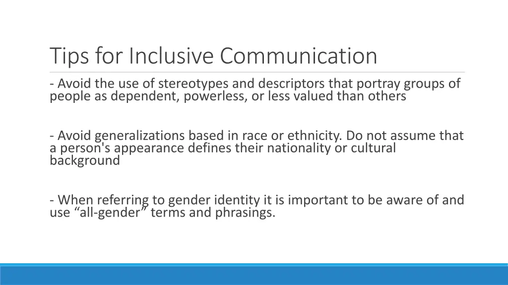 tips for inclusive communication avoid
