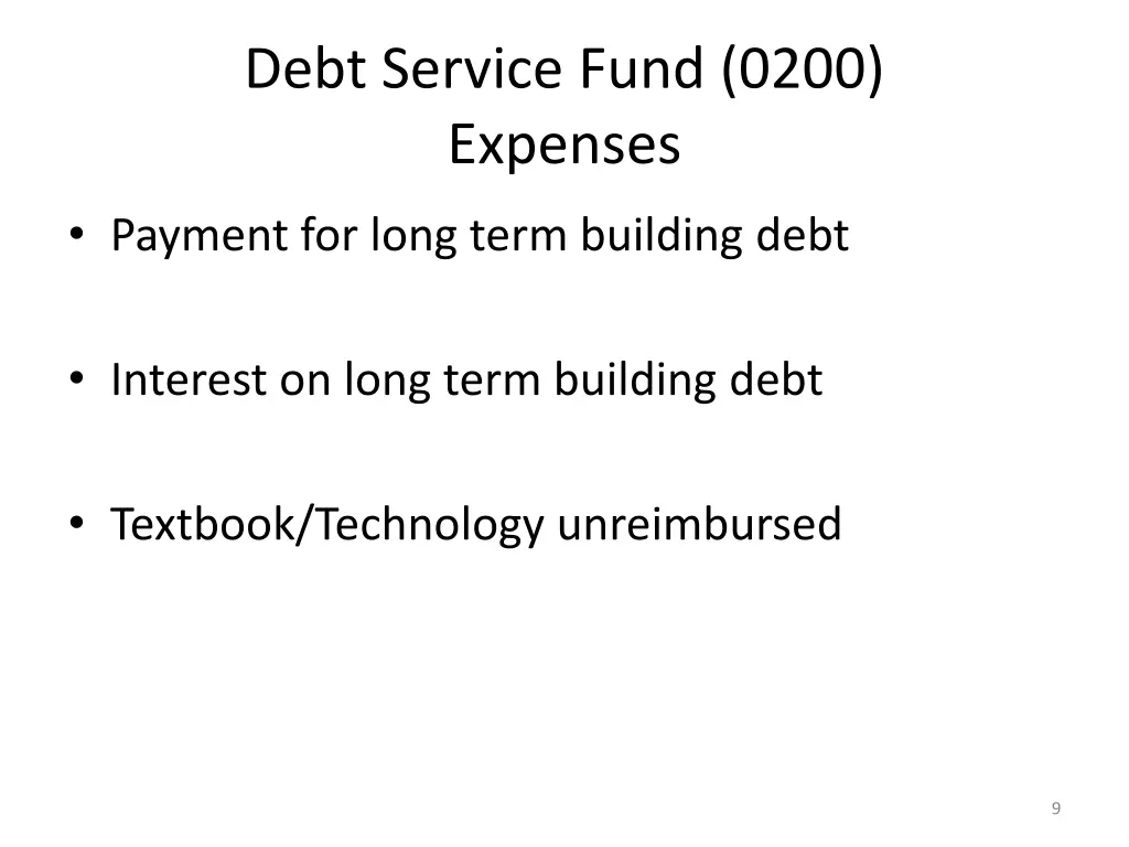 debt service fund 0200 expenses