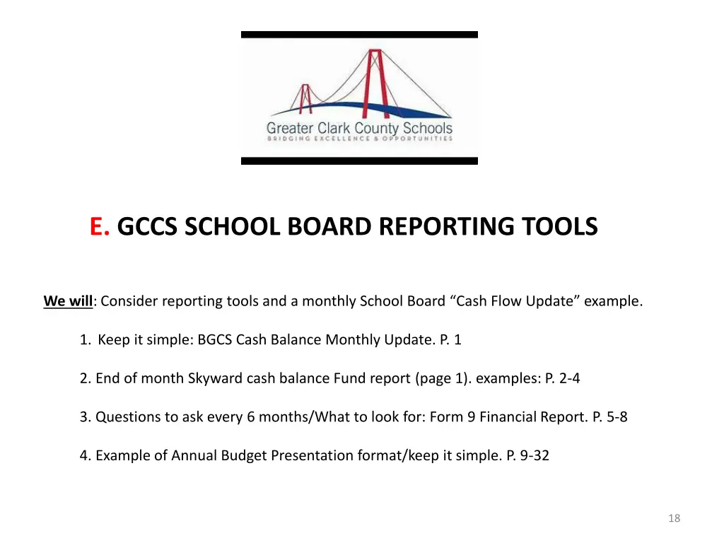 e gccs school board reporting tools