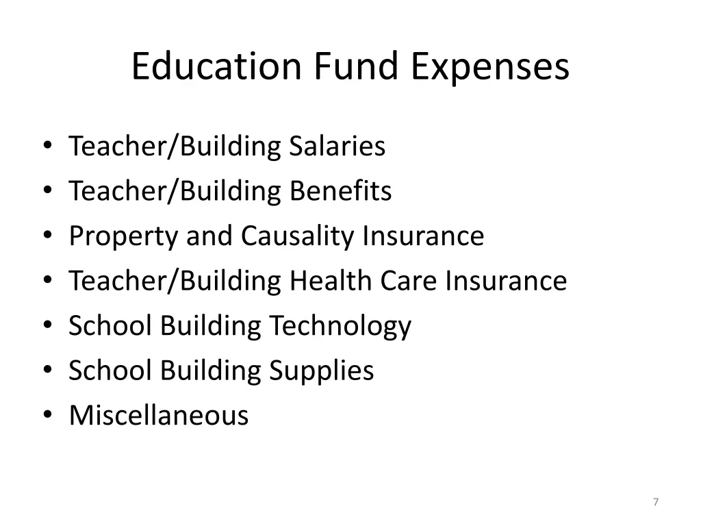 education fund expenses