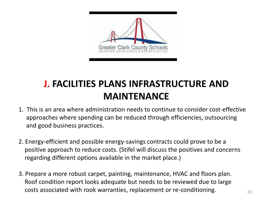 j facilities plans infrastructure and maintenance