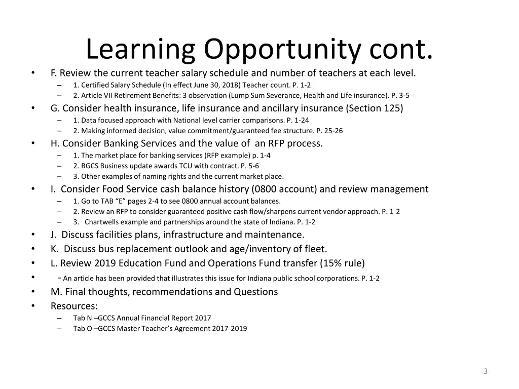 learning opportunity cont f review the current