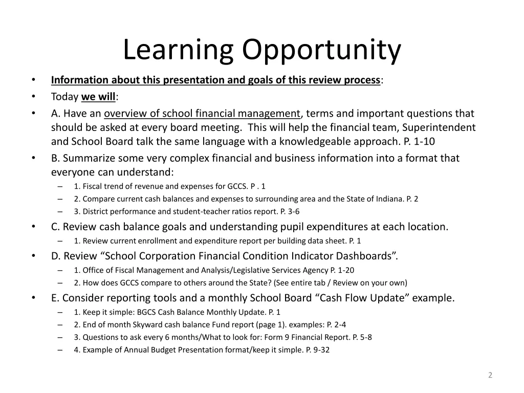 learning opportunity