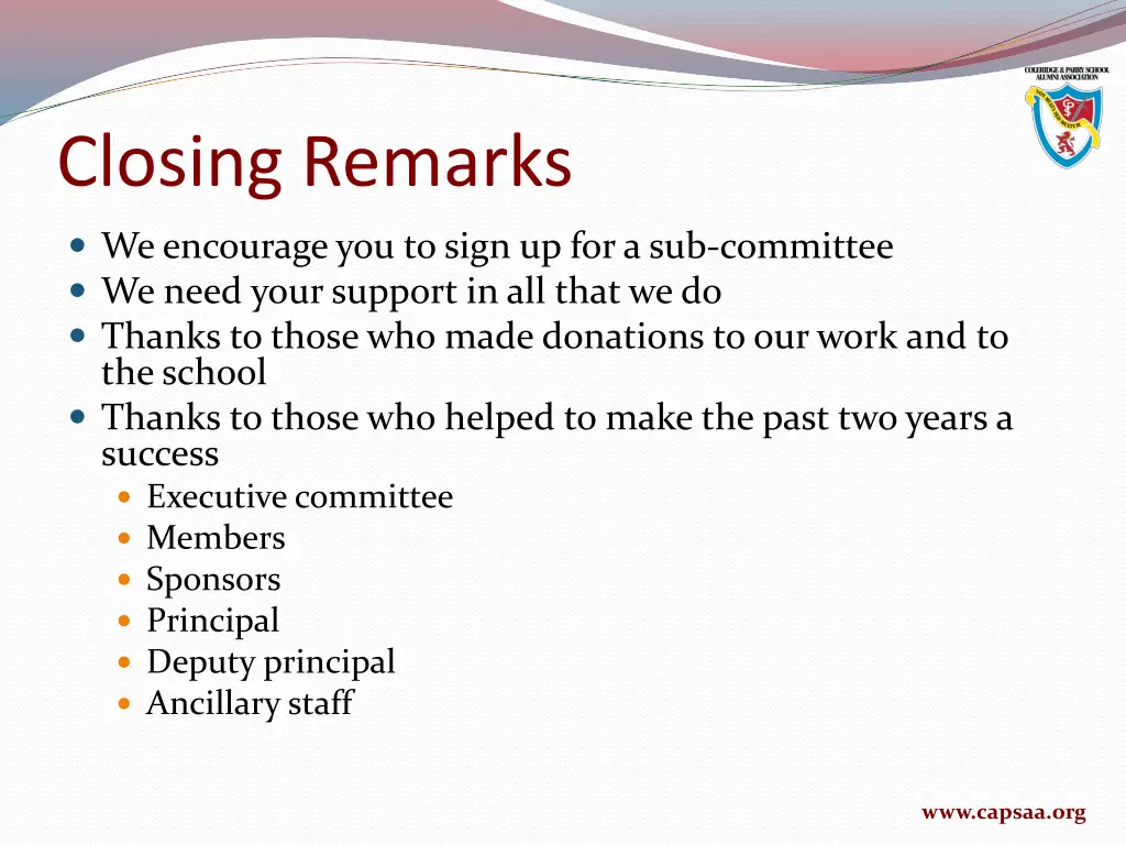 closing remarks