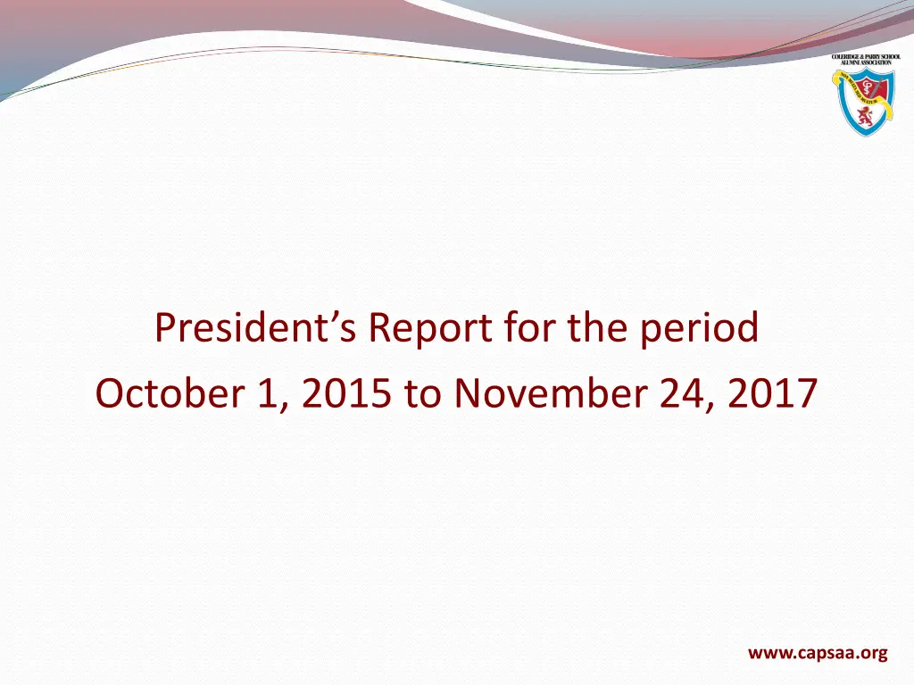 president s report for the period october 1 2015