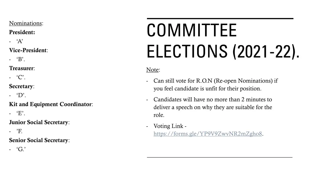 committee elections 2021 22