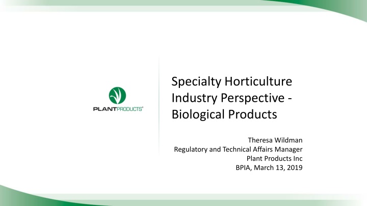 specialty horticulture industry perspective