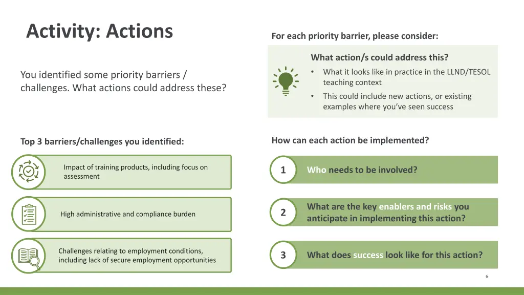 activity actions